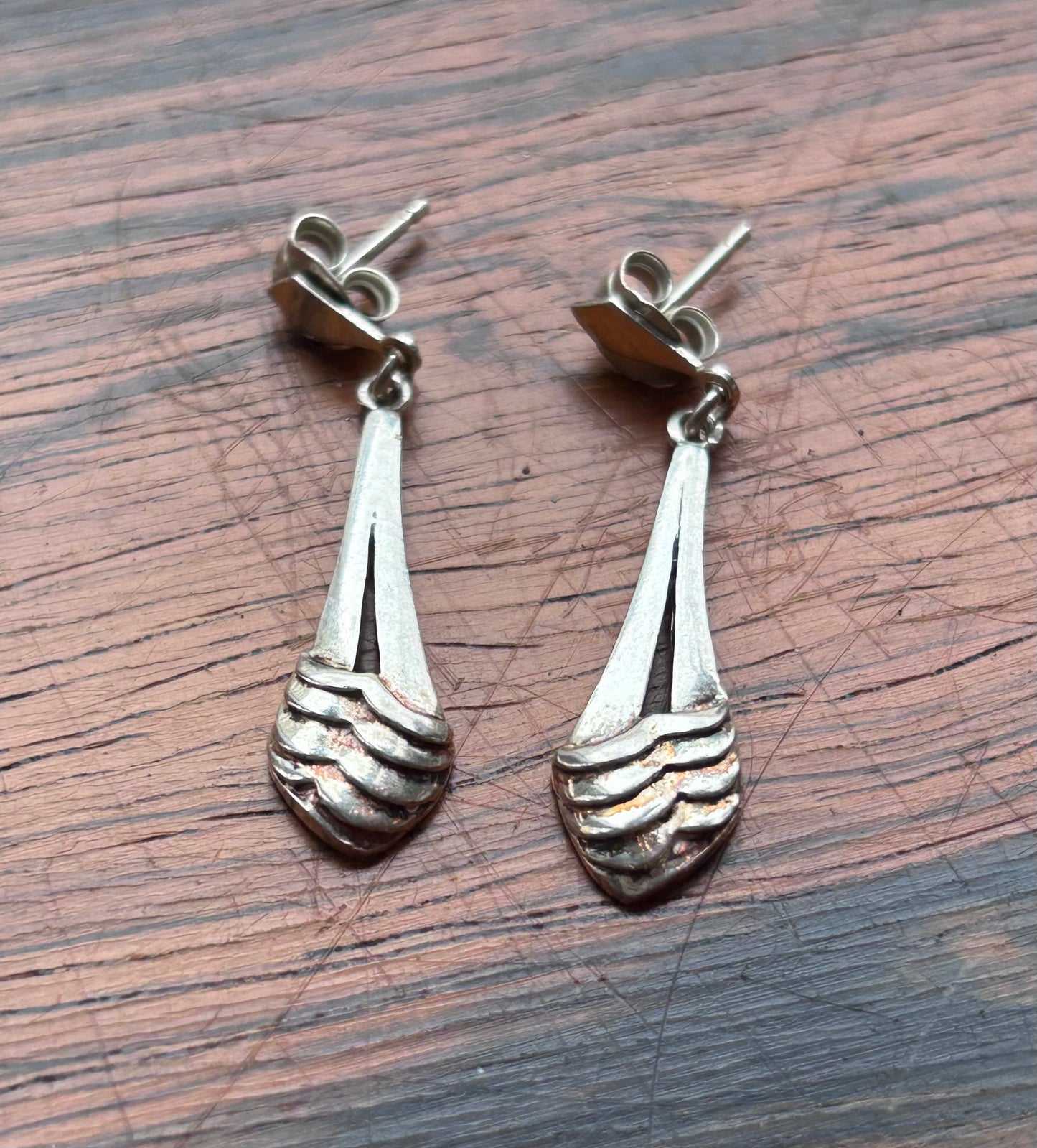 Guldfynd, earrings, silver - wave pattern