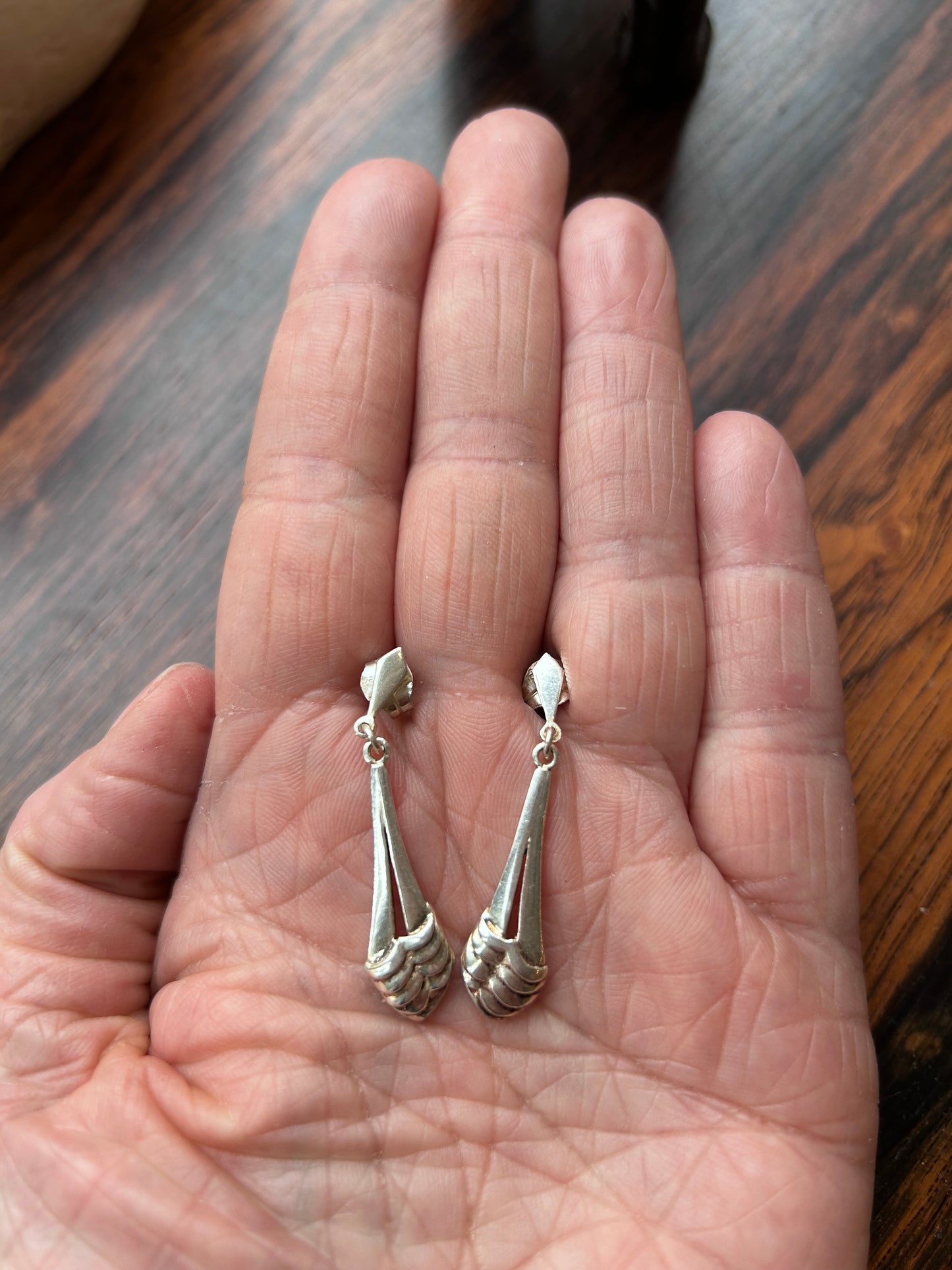 Guldfynd, earrings, silver - wave pattern