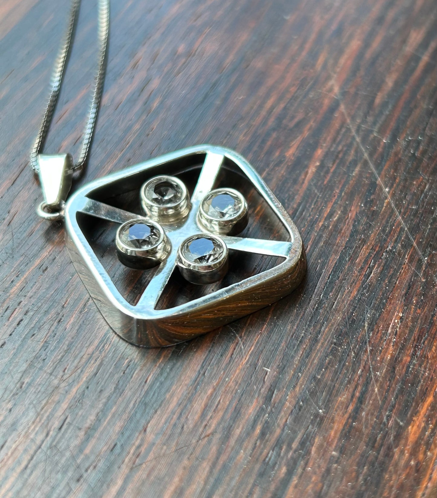 Silver pendant with rock crystals - Salovaara, Finland