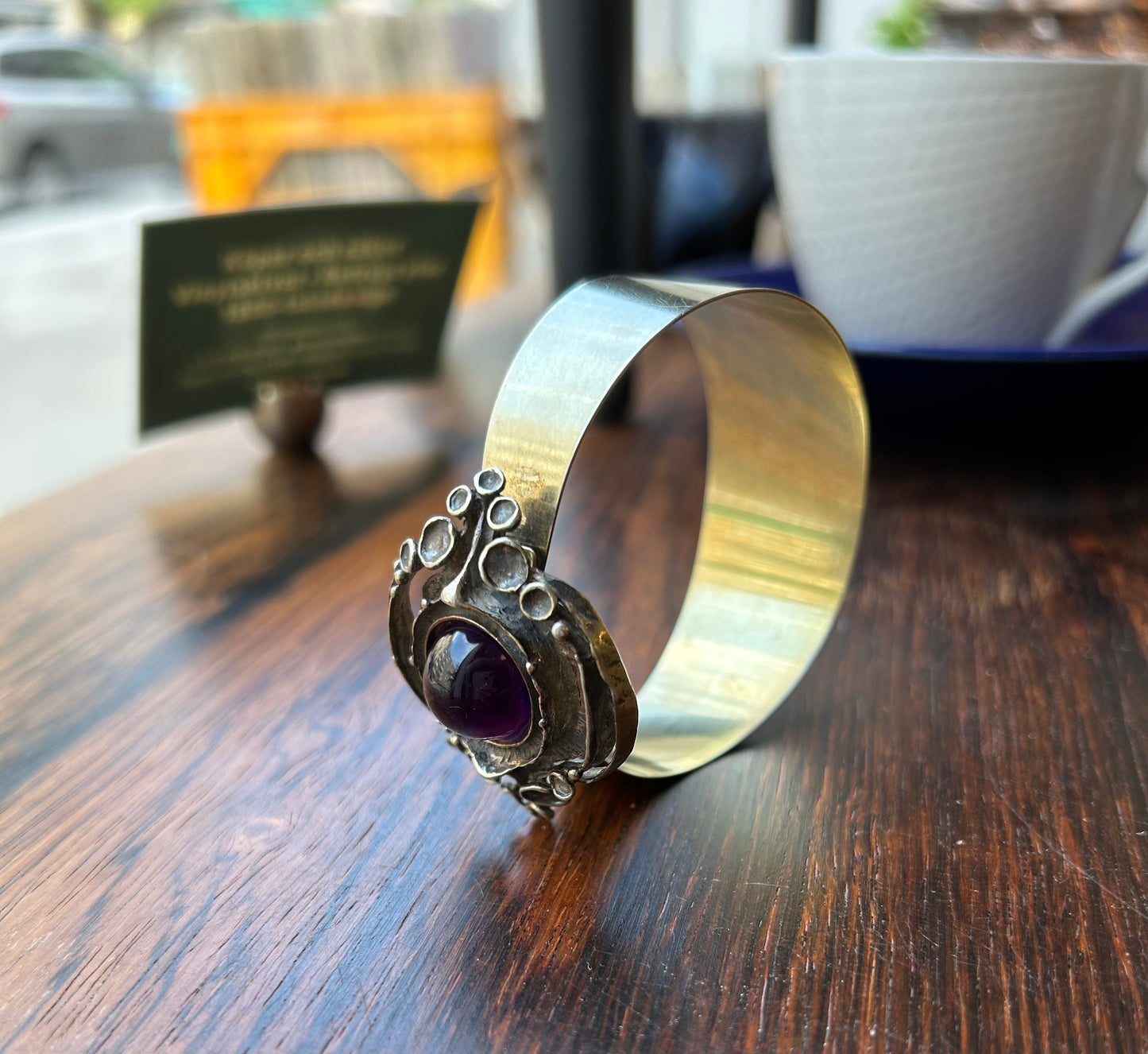 Gilded Bangle with Purple stone - Theodor Klotz