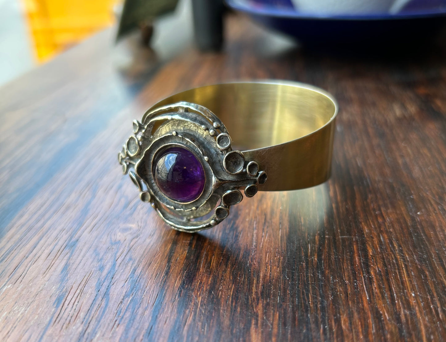 Gilded Bangle with Purple stone - Theodor Klotz
