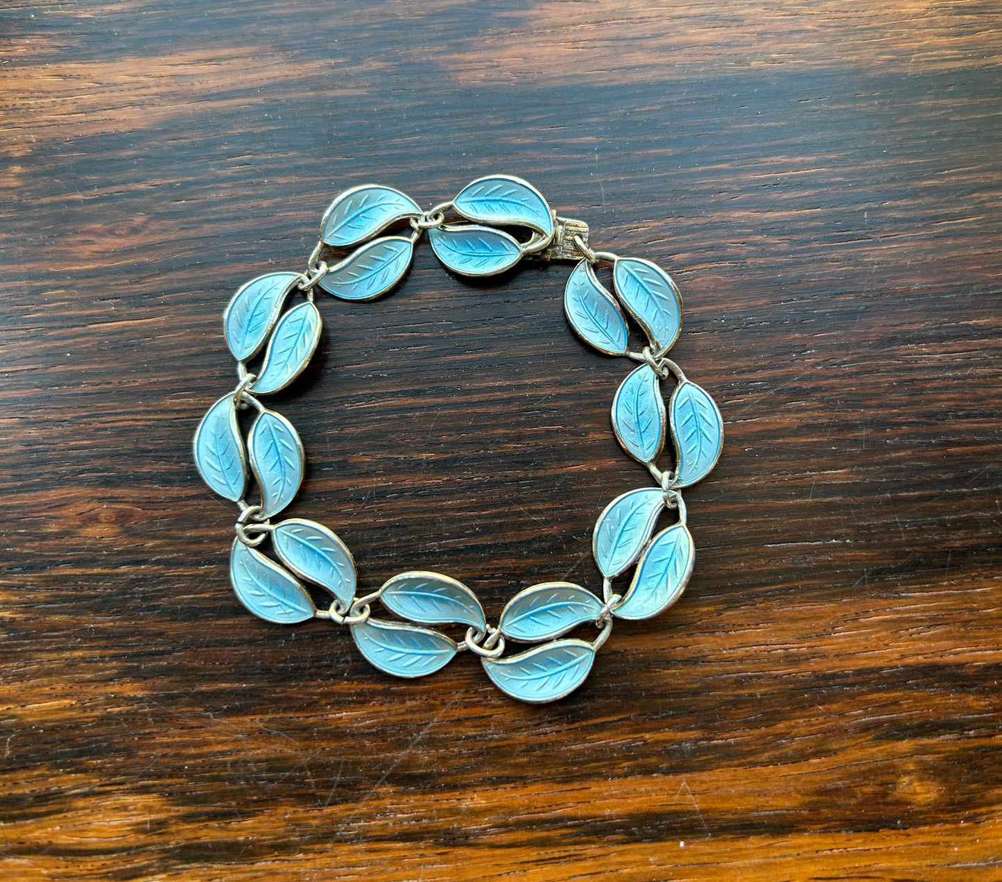 Bracelet in gilded and light turquiose enamel - David Andersen