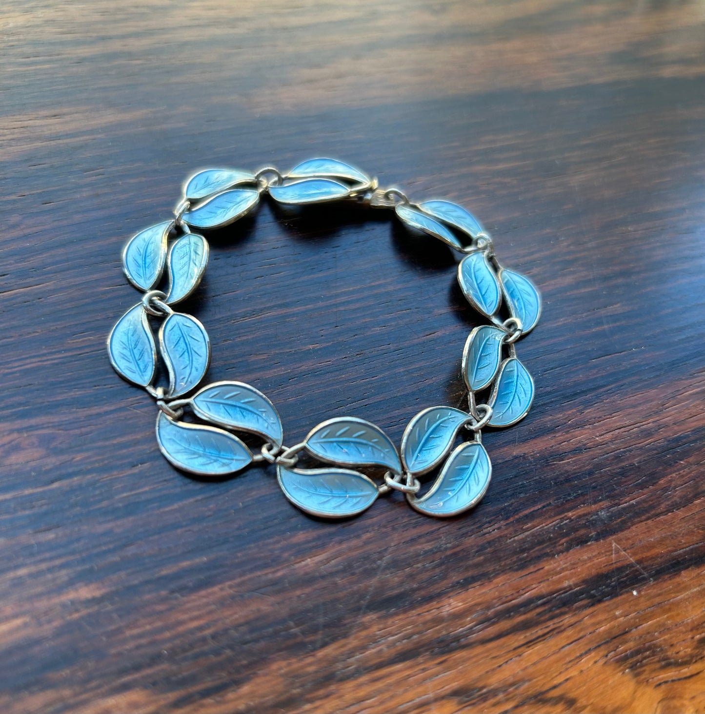 Bracelet in gilded and light turquiose enamel - David Andersen