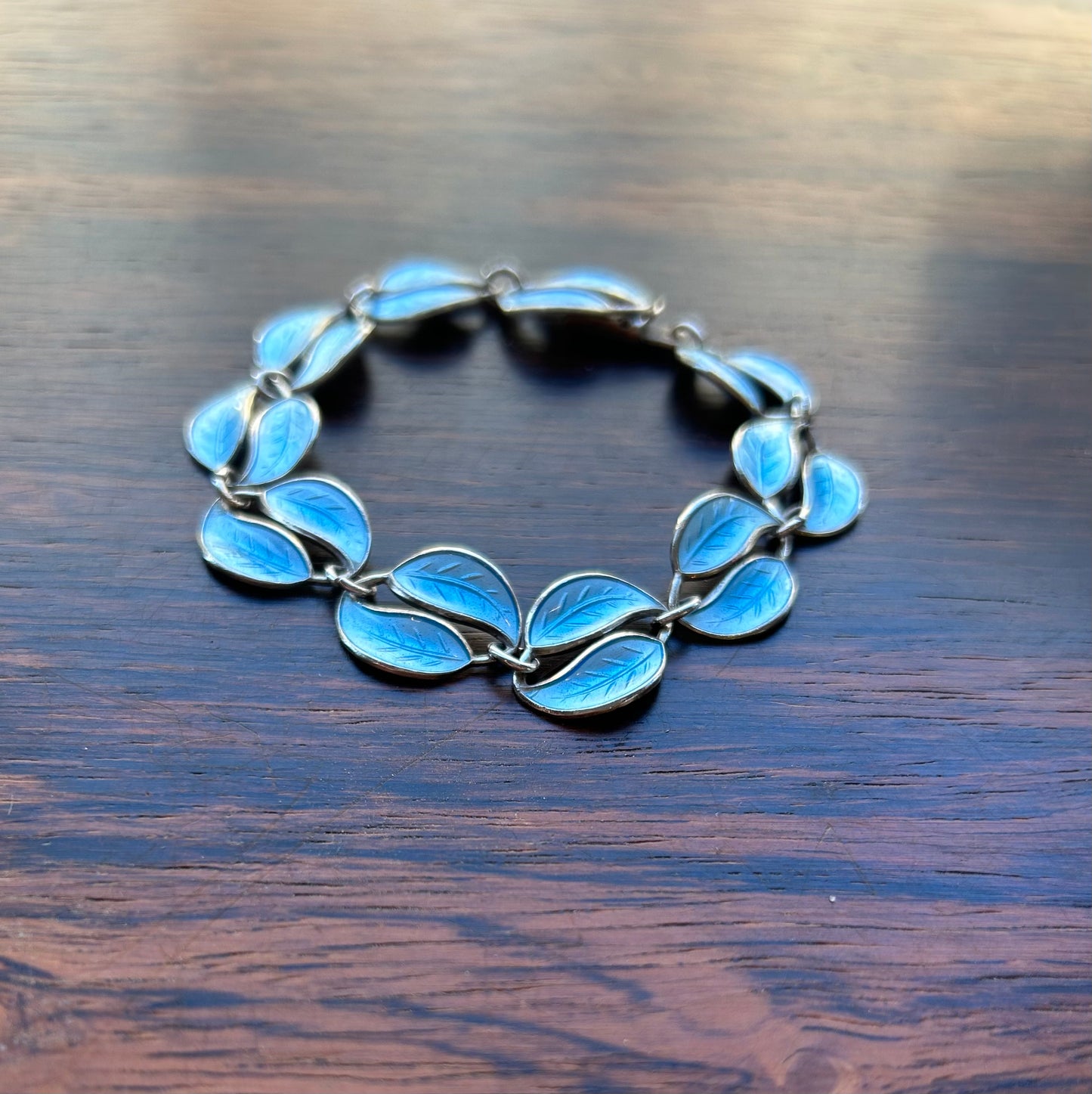 Bracelet in gilded and light turquiose enamel - David Andersen