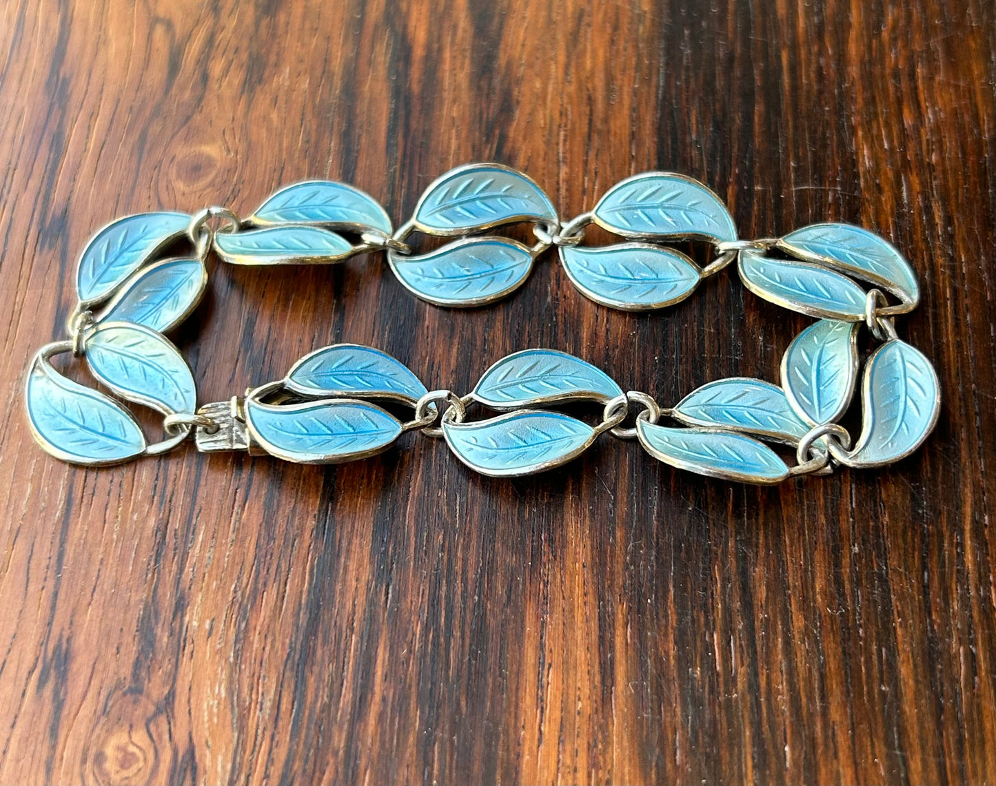Bracelet in gilded and light turquiose enamel - David Andersen