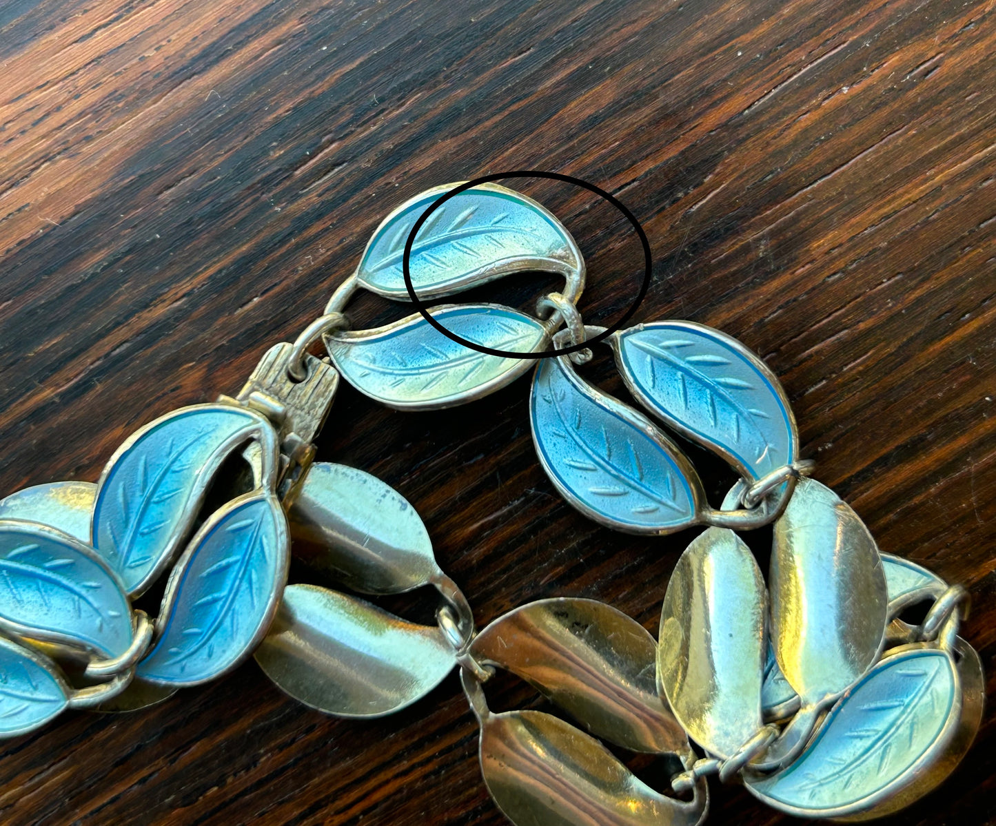 Bracelet in gilded and light turquiose enamel - David Andersen