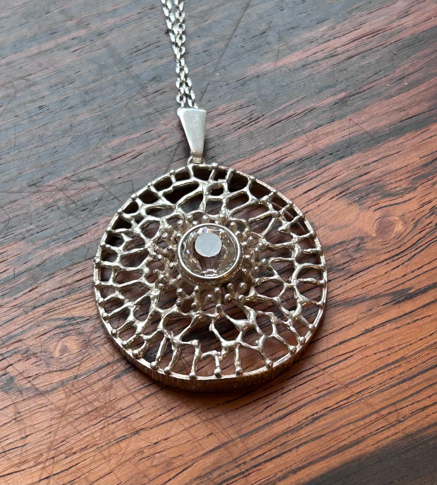 Large silver pendant with Rock crystal