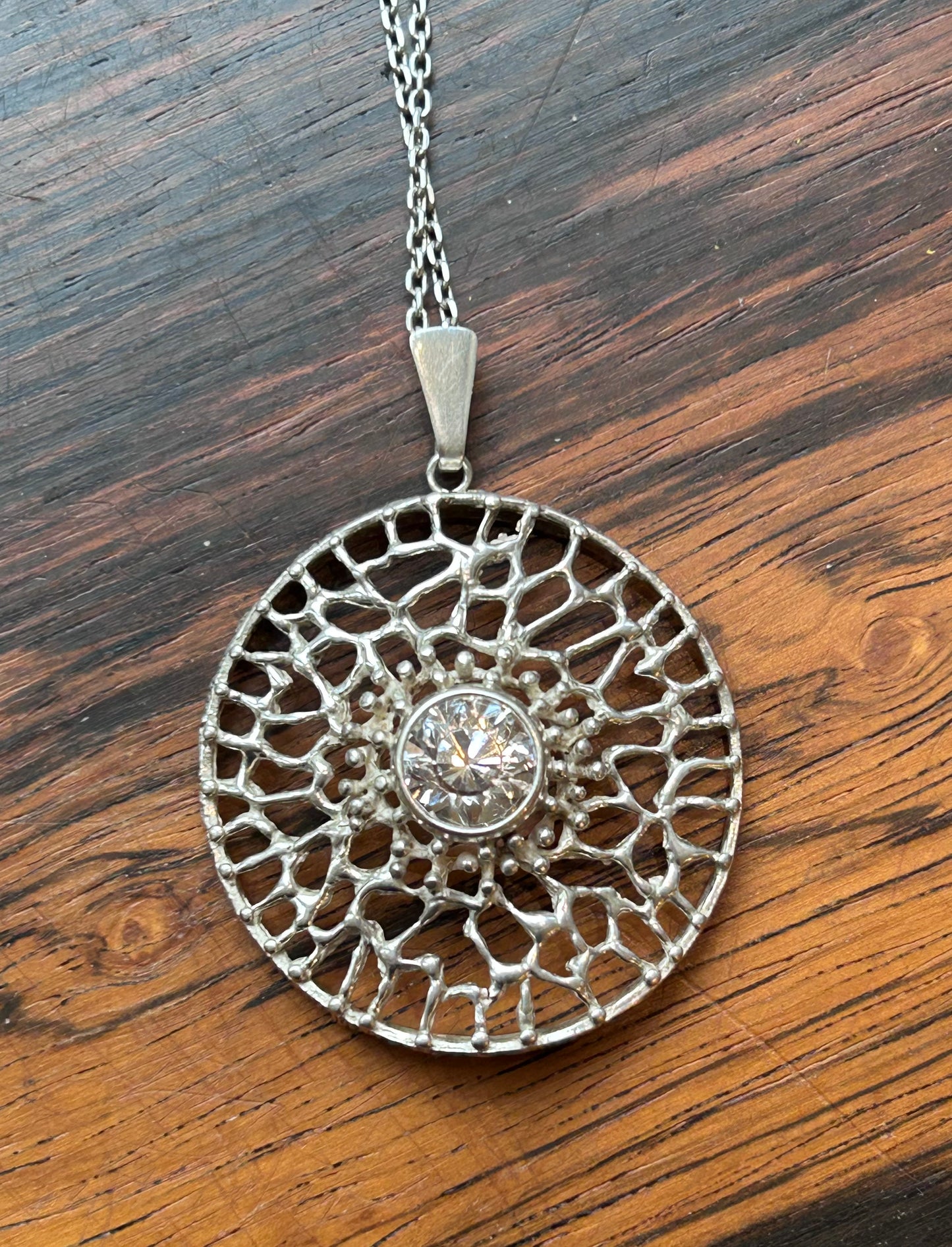 Large silver pendant with Rock crystal