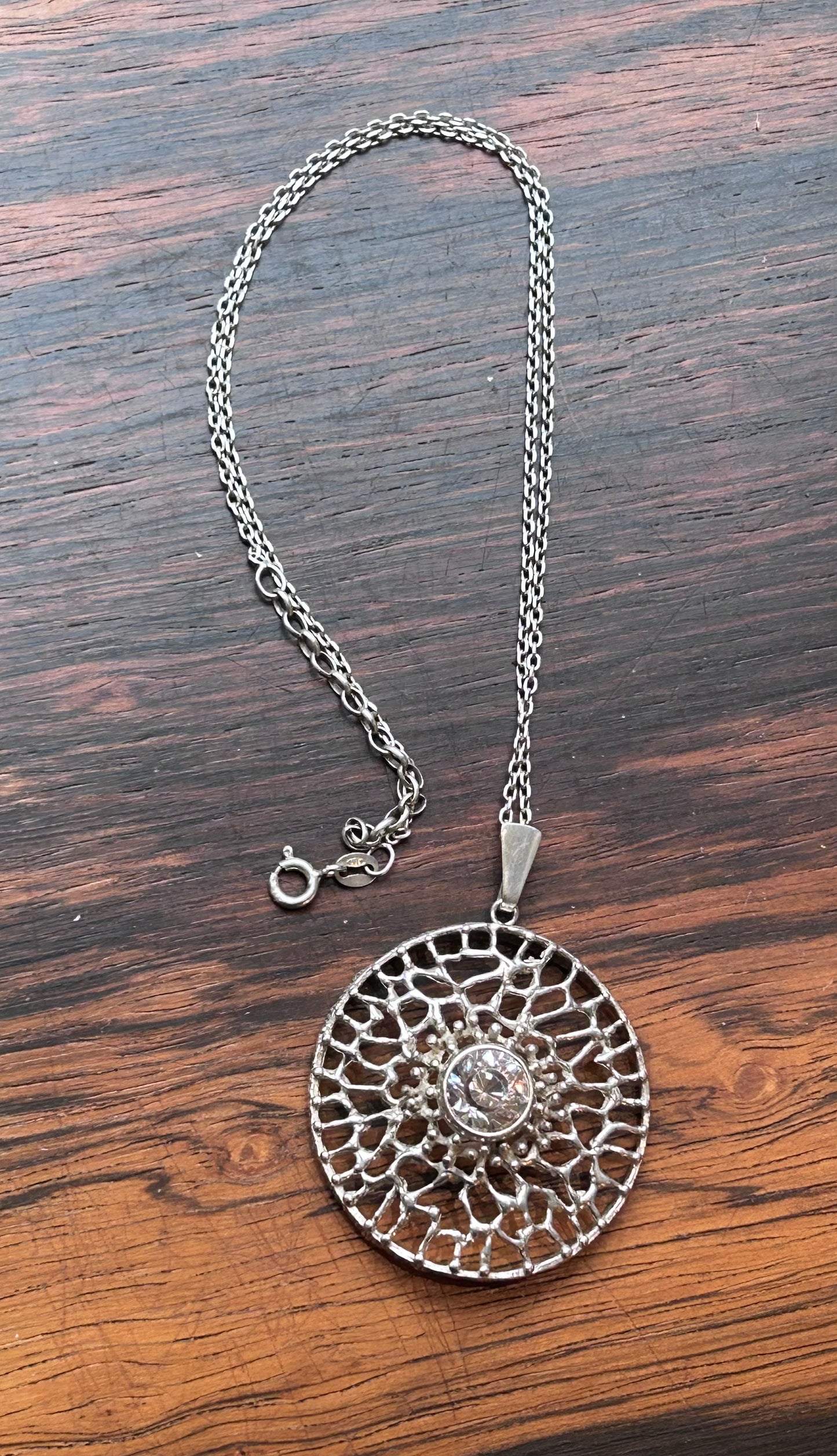 Large silver pendant with Rock crystal