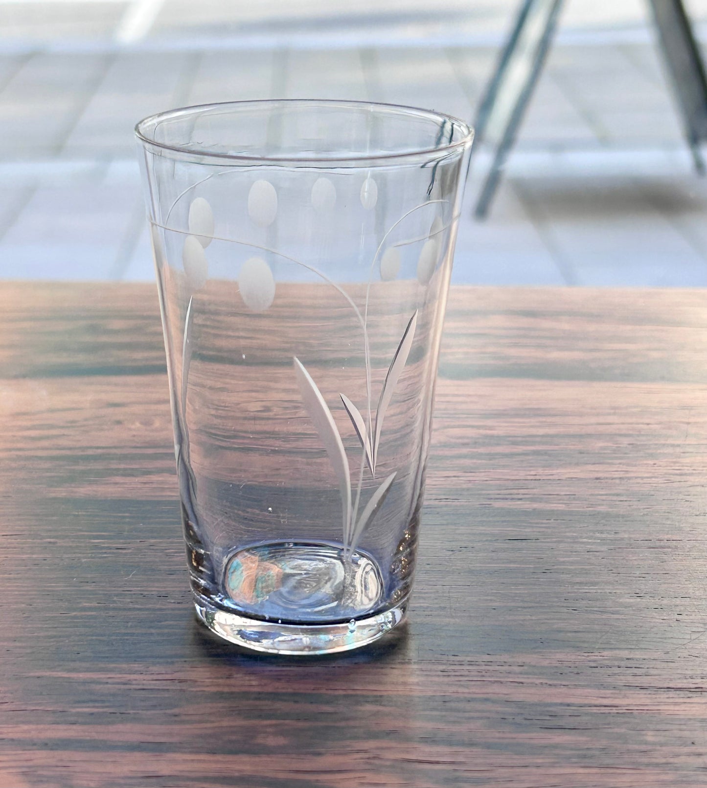 Selterglas - små dricksglas - etsad dekor - Liljekonvalj