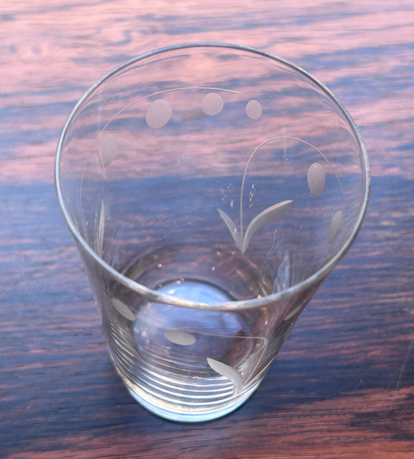 Selterglas - små dricksglas - etsad dekor - Liljekonvalj