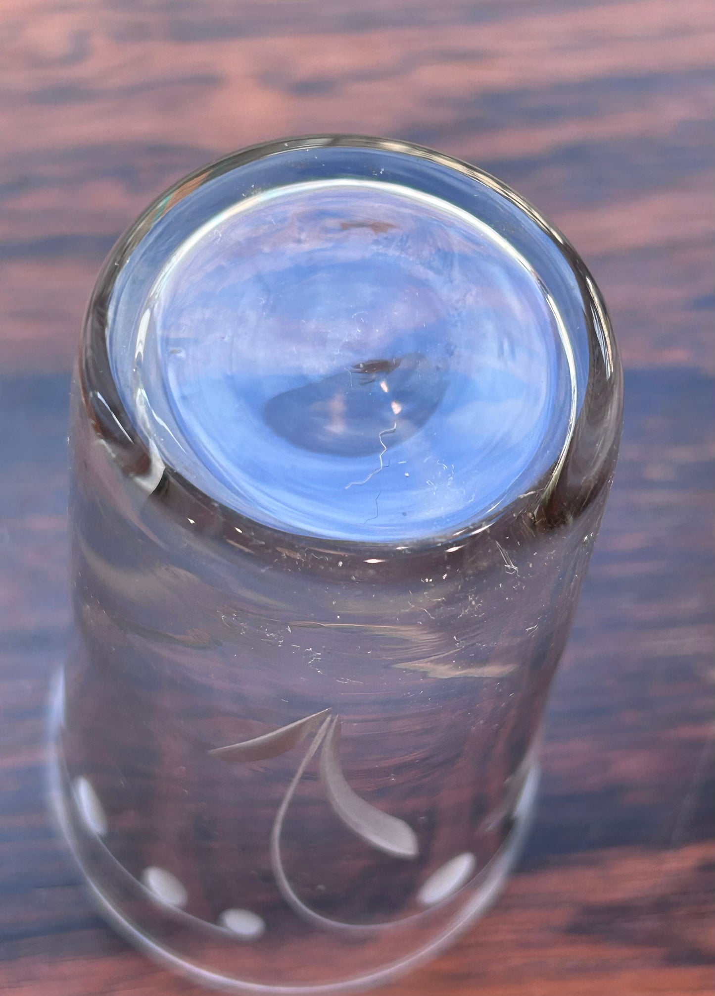 Selterglas - små dricksglas - etsad dekor - Liljekonvalj