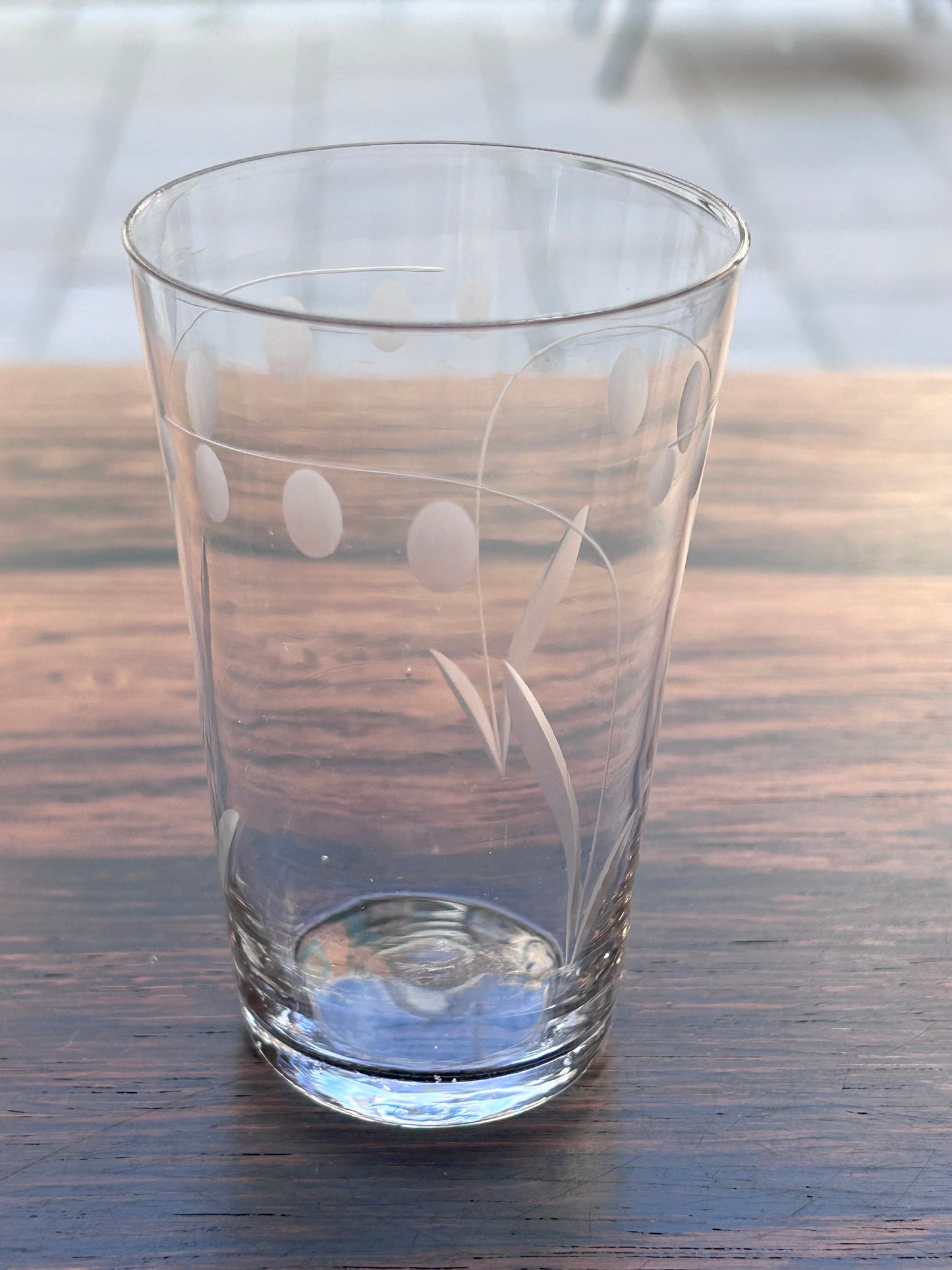 Selterglas - små dricksglas - etsad dekor - Liljekonvalj