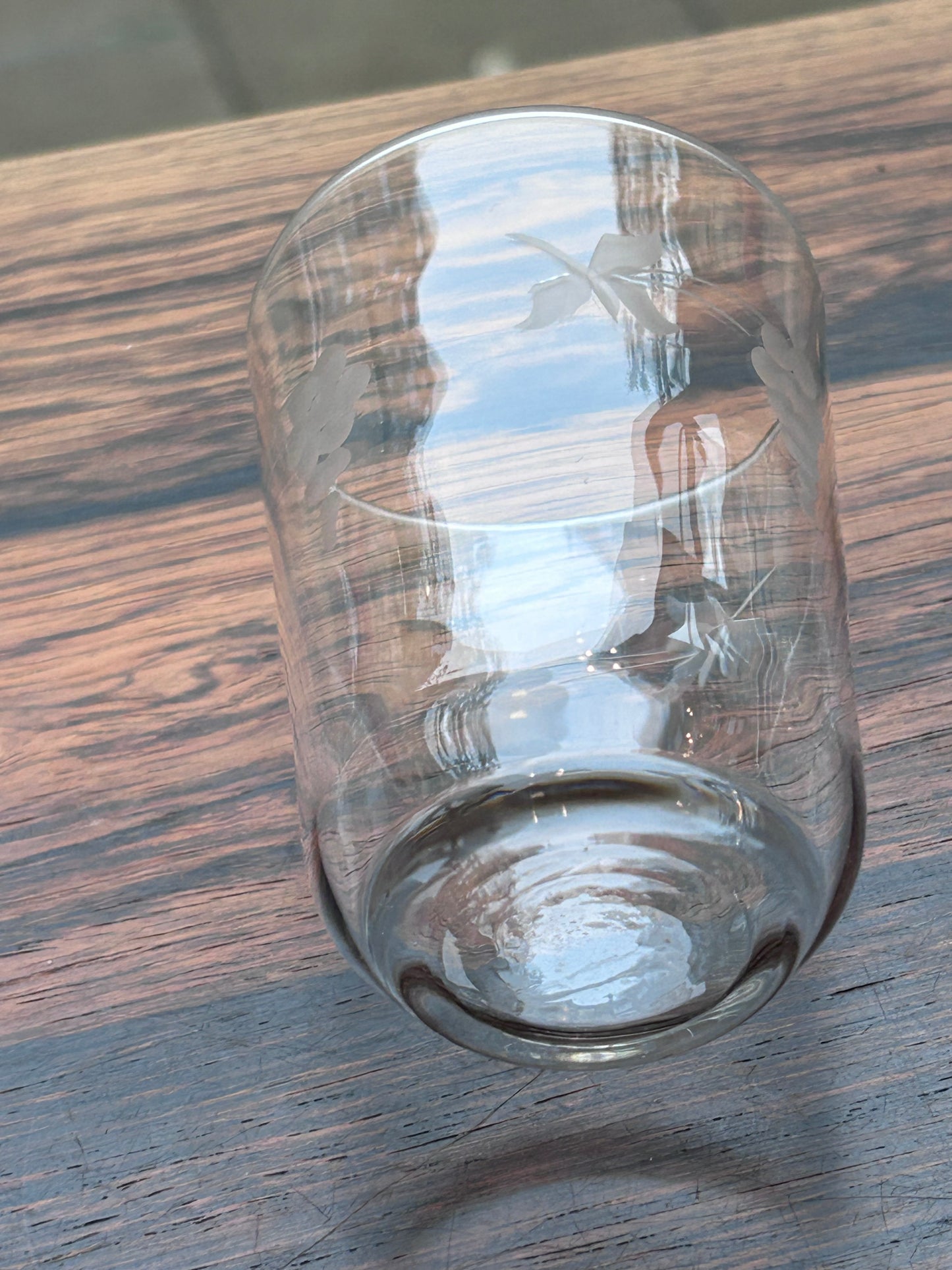 Selterglas - små dricksglas - etsad dekor - druvklasar