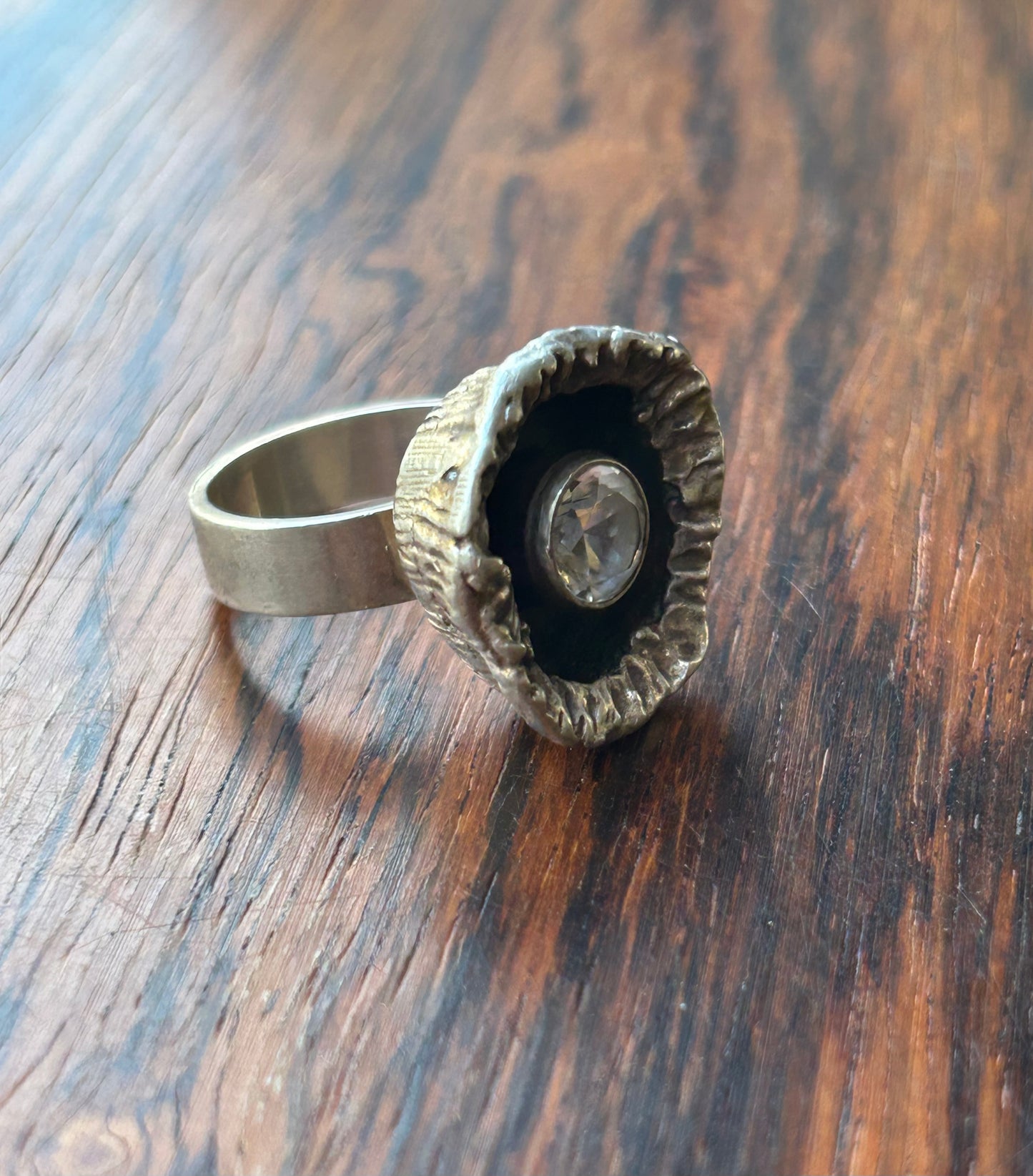 Modernist Silver ring with a rock crystal - Ceson Gothenburg 1970