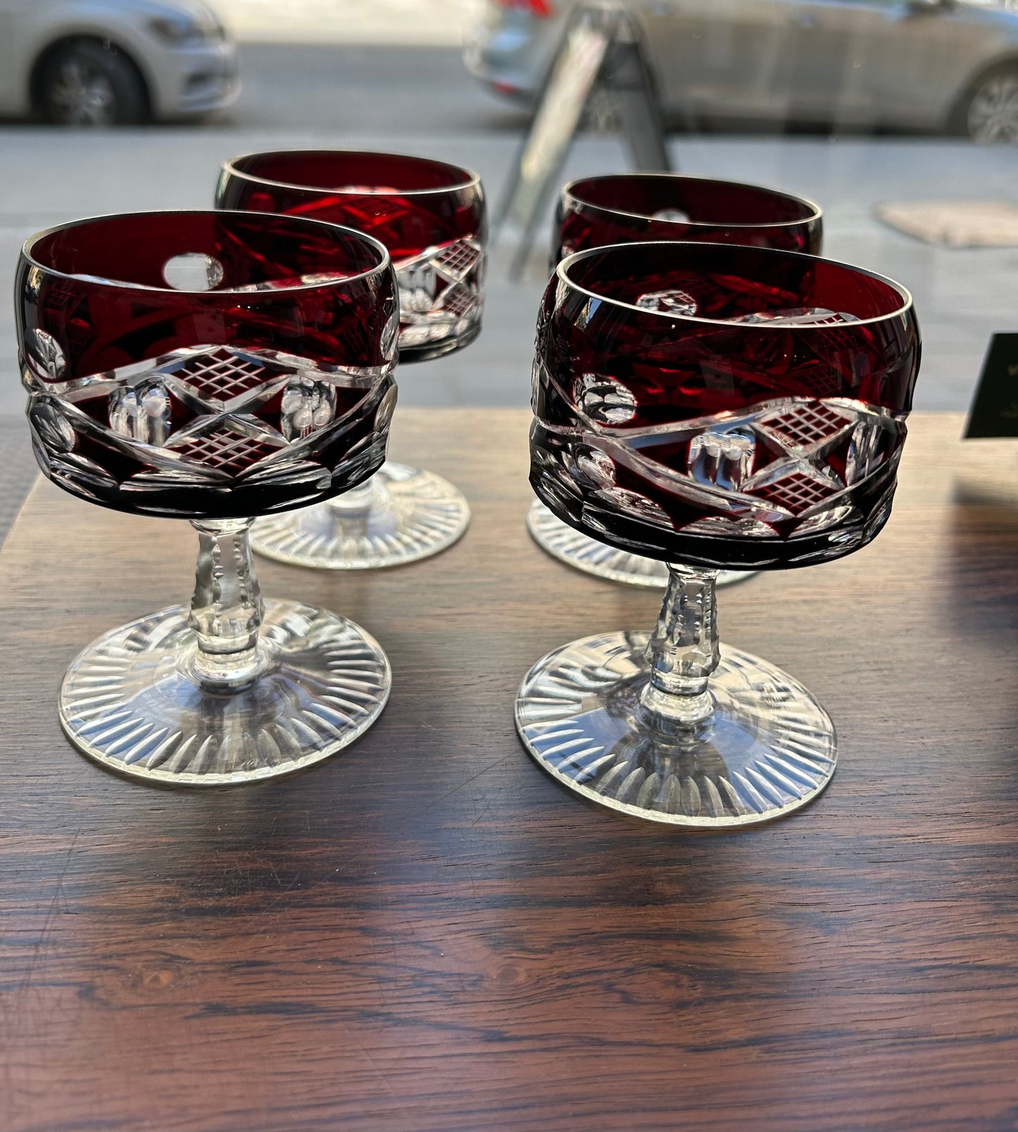 Fyra st Böhmiska kristallglas - champagneskålar