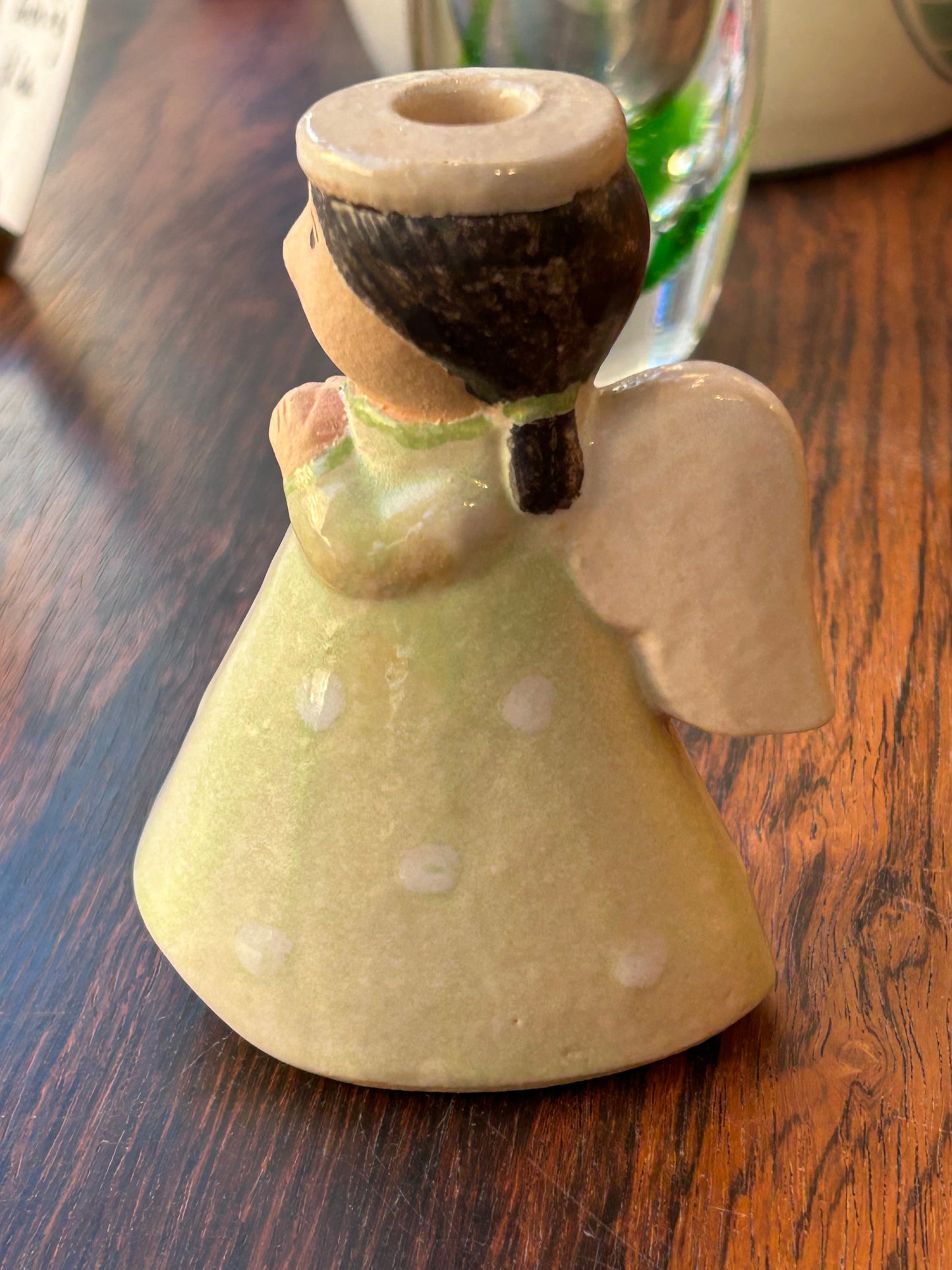 Lisa Larson - Adventsängel, ljusgrön med vita prickar