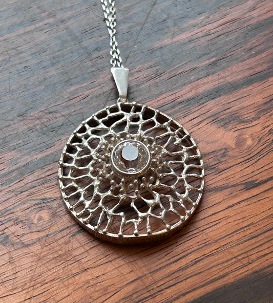 Large silver pendant with Rock crystal
