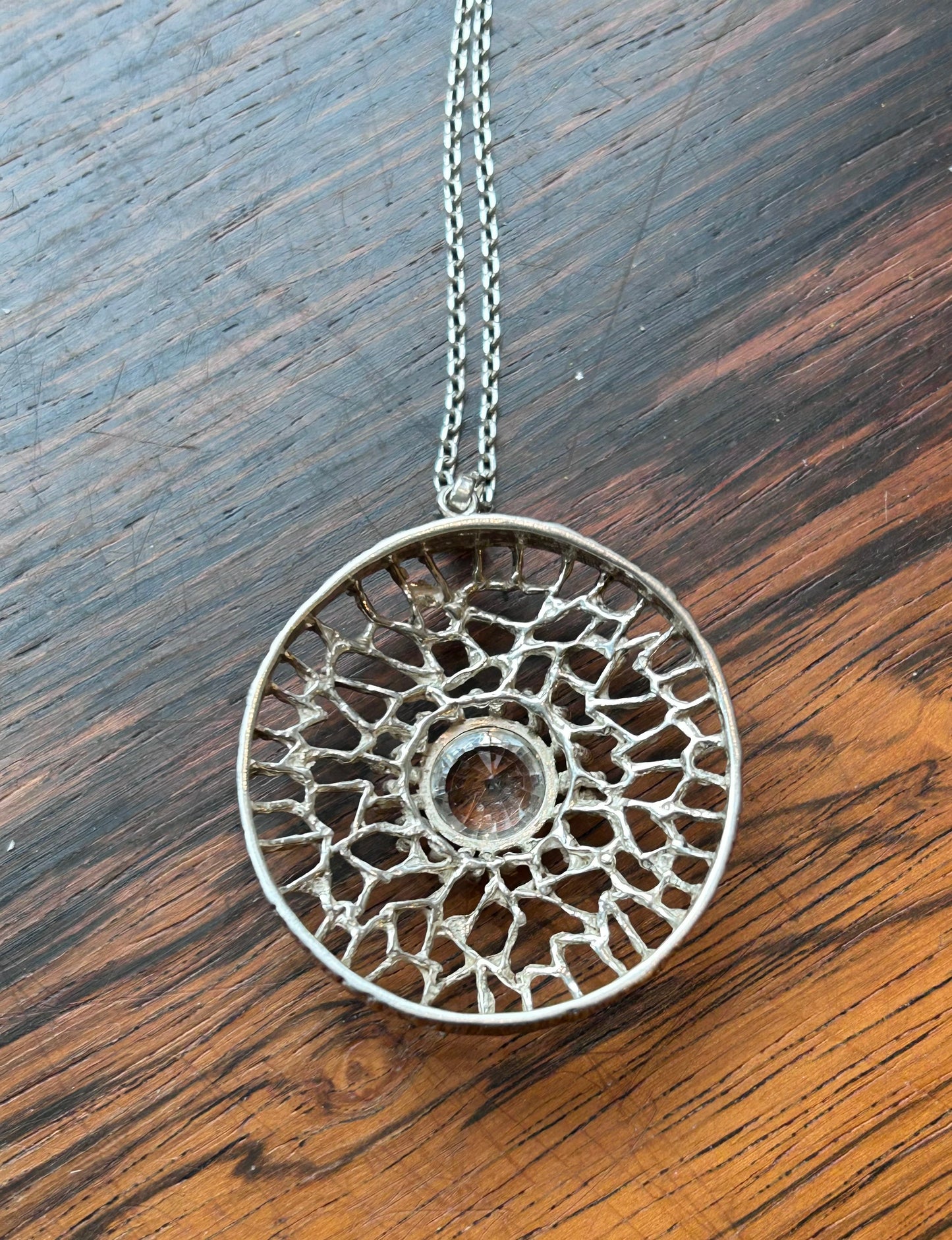 Large silver pendant with Rock crystal