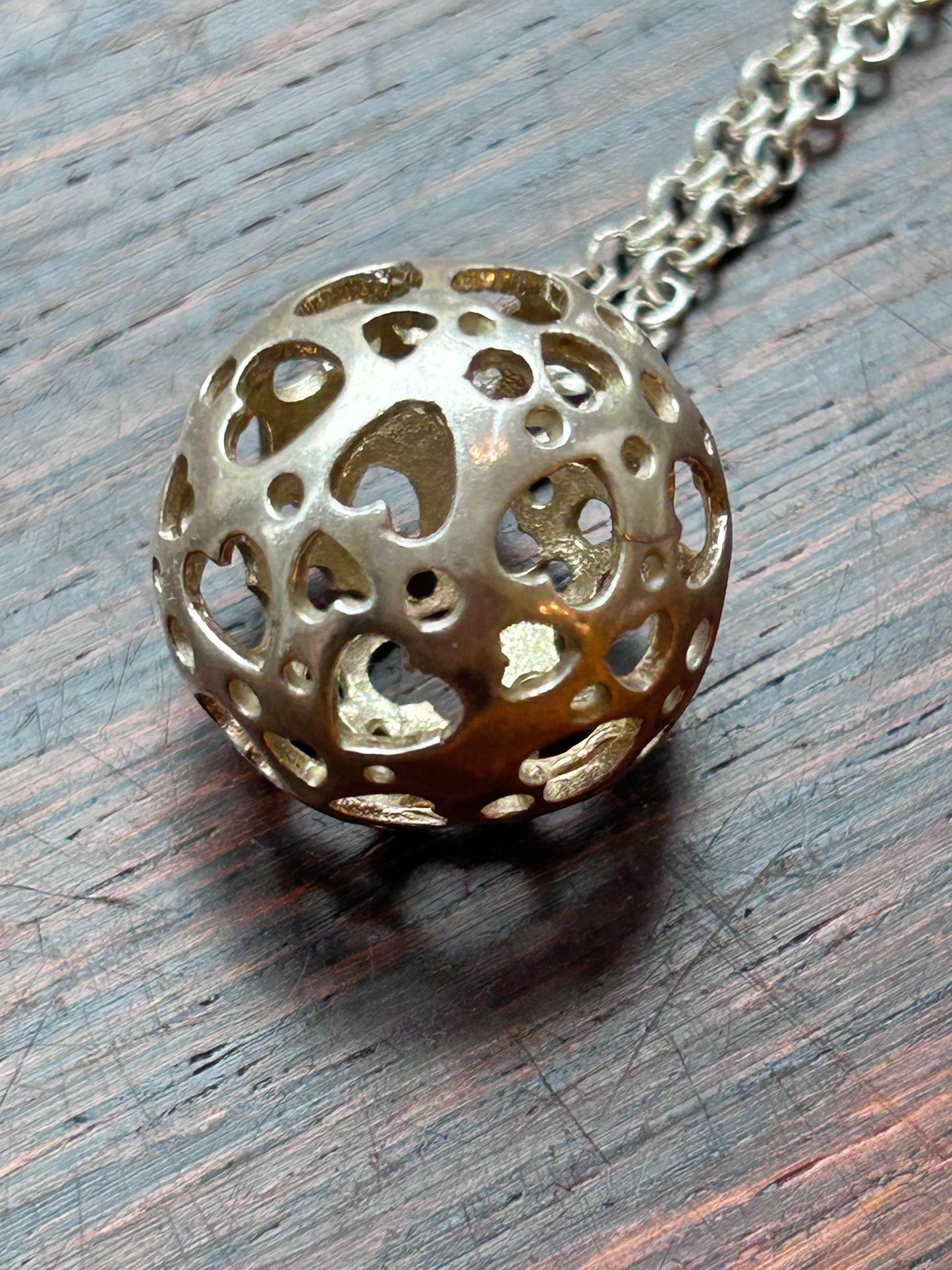 Spherical silver pendant with hearts - Vicson