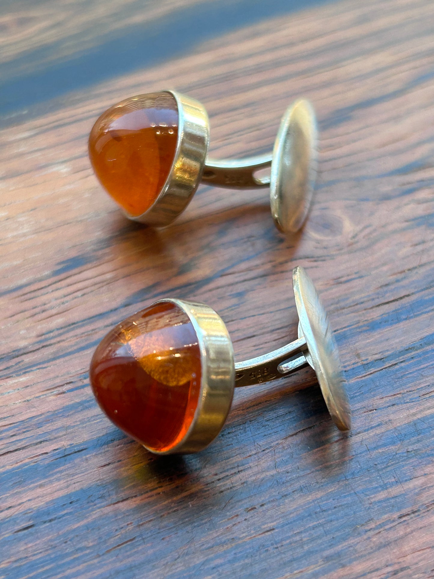 Cufflinks with amber - Fischland Schmuck - Germany