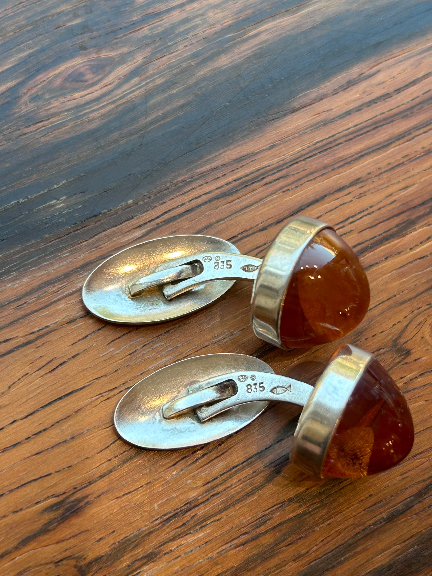 Cufflinks with amber - Fischland Schmuck - Germany