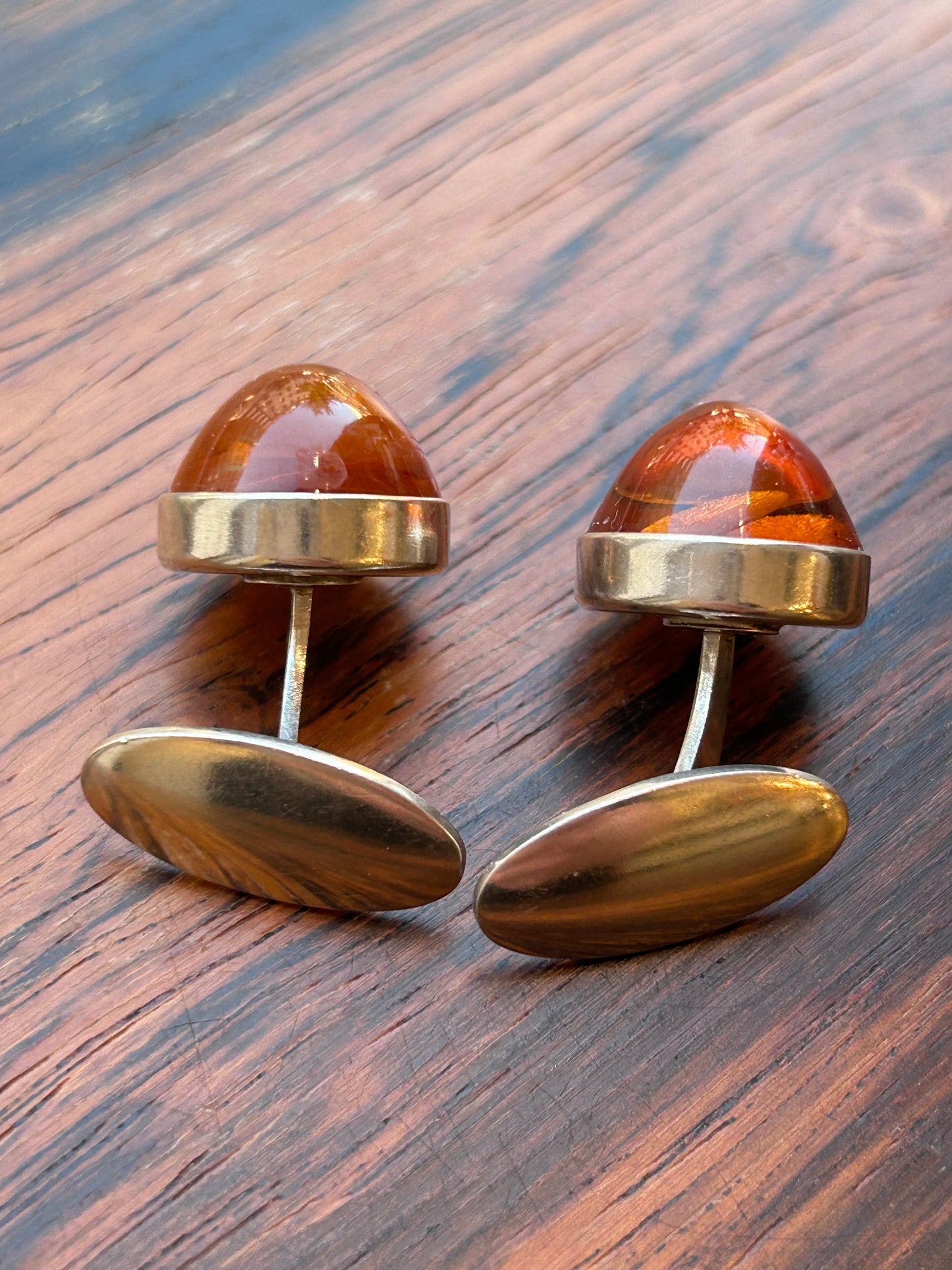 Cufflinks with amber - Fischland Schmuck - Germany