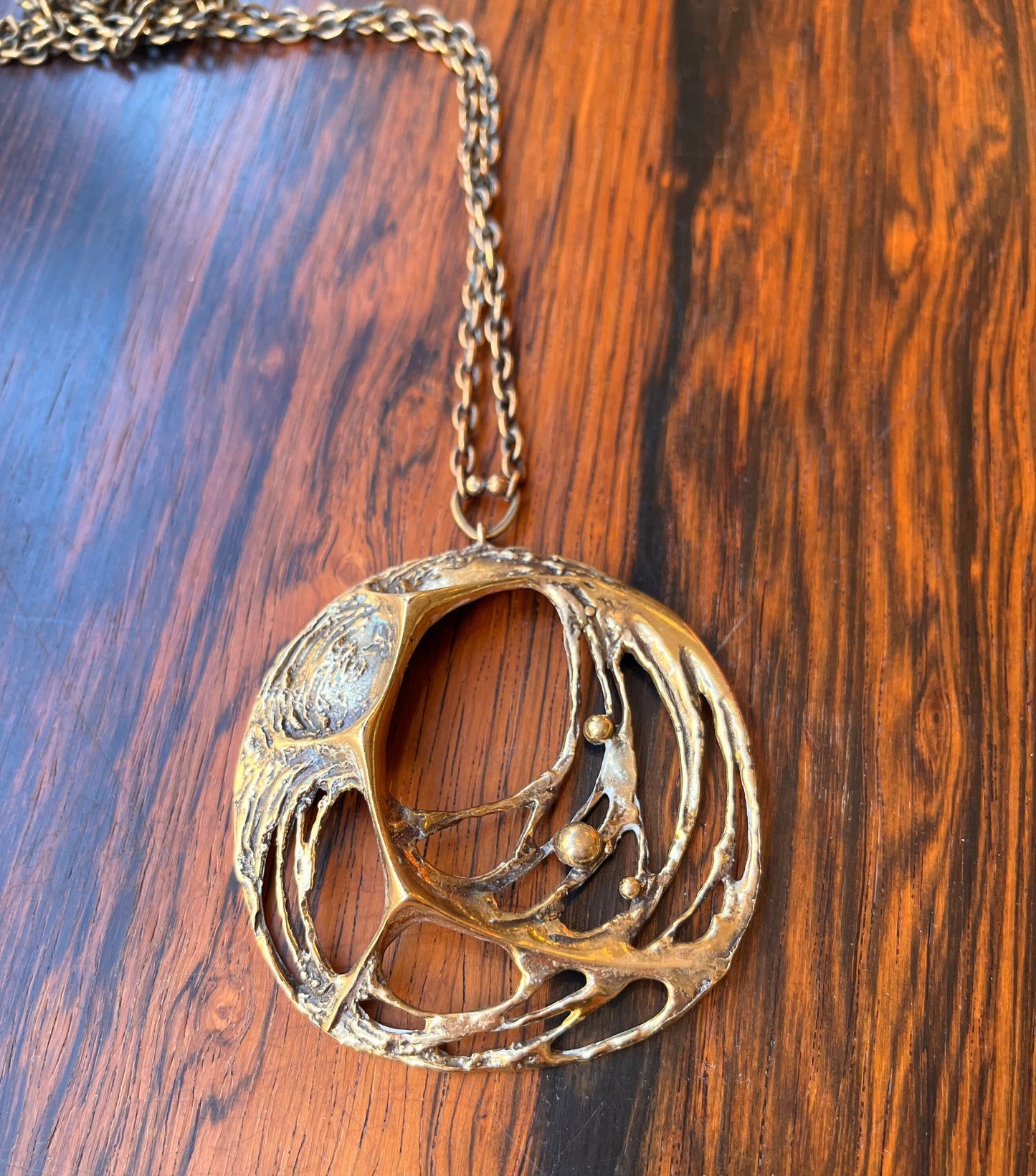 Large Vintage bronze pendant - Spider Web - Karl Laine